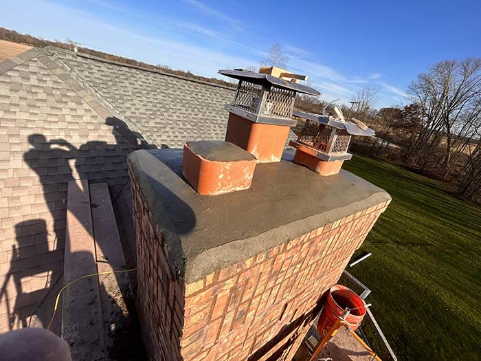 The main purpose for a crown is to prevent water from getting inside of the chimney stack. It is a important part of every chimney system and is crucial to keep in good condition.